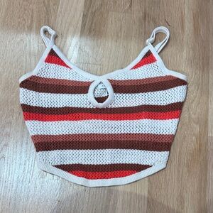 American Eagle Outfitters Red and Brown Crochet Top
